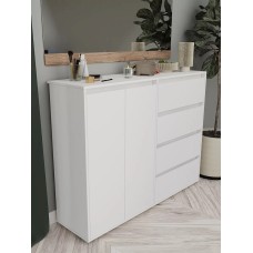 Komod Skand Big Wh, 108х39х140 sm, LDSP, ağ