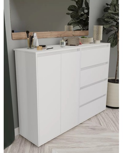 Komod Skand Big Wh, 108х39х140 sm, LDSP, ağ