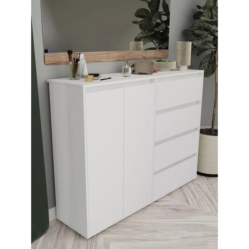 Комод Skand Big Wh, 108х39х140 см, ЛДСП, белый Комод Skand Big Wh, 108х39х140 см, ЛДСП, белый