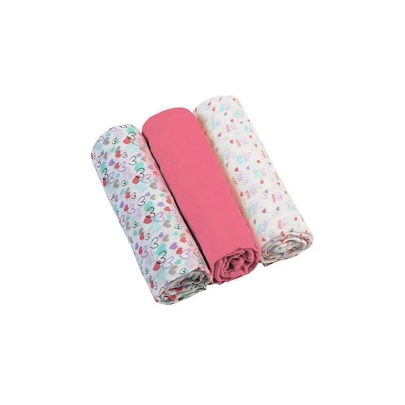 Набор пеленок для девочек Babyono 70x70 см, муслиновые хлопчатобумажные, розовый, 3 шт Набор пеленок для девочек Babyono 70x70 см, муслиновые хлопчатобумажные, розовый, 3 шт