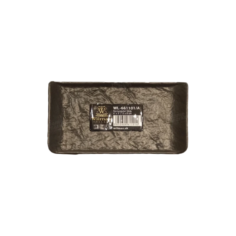 Блюдо Wilmax 661101/A, прямоугольник, 15х8 см, фарфор, черный