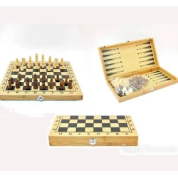 Шахматы + шашки + нарды игровой набор 3 в 1, дерево, 29х14.5х3 см