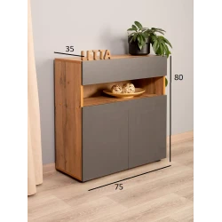 Комод Box up Gray-Vot, 80х35х75 см, ЛДСП, серый Комод Box up Gray-Vot, 80х35х75 см, ЛДСП, серый