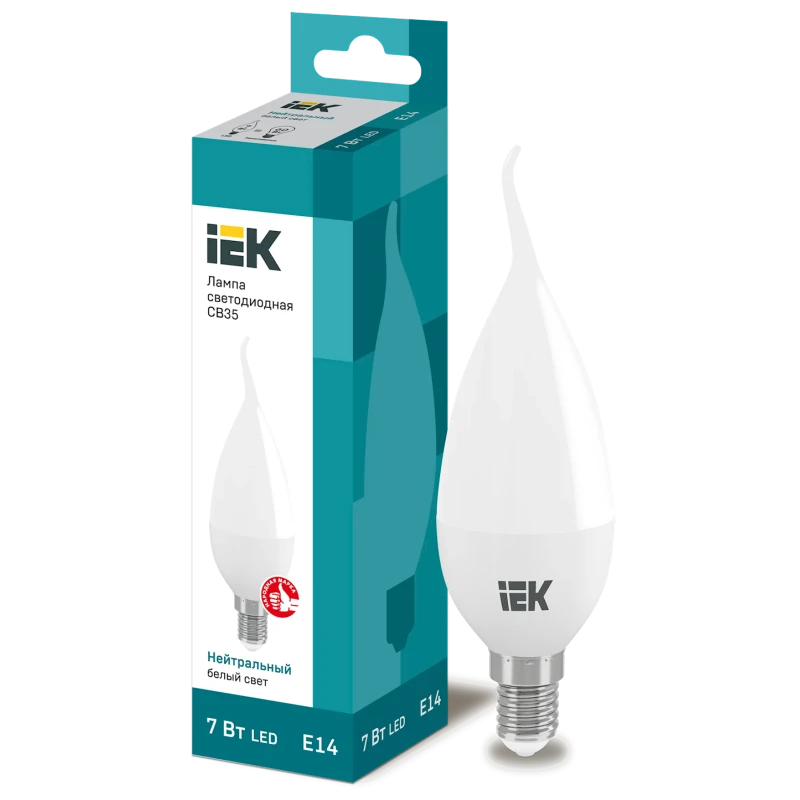 Светодиодная лампа IEK CV35 E14 7W 4000K (4606056485264) Светодиодная лампа IEK CV35 E14 7W 4000K (4606056485264)