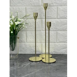 Şamdan dəsti Plateon0020, metal, qızılı, 3 əd Şamdan dəsti Plateon0020, metal, qızılı, 3 əd