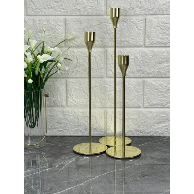 Набор подсвечников Plateon0020, металл, золотистый, 3 шт