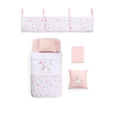 Beşik üçün yumşaq qoruyucu ilə dəst Rabbit, pambıq, çəhrayı, 7 parça