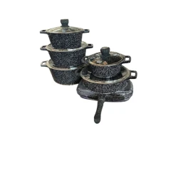 Qazan dəsti, qranit, qara, 11 parça, 20/24/28/32 sm