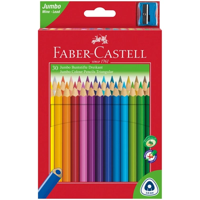 Набор цветных карандашей Faber-Castell Jumbo, 30 шт, дерево Набор цветных карандашей Faber-Castell Jumbo, 30 шт, дерево