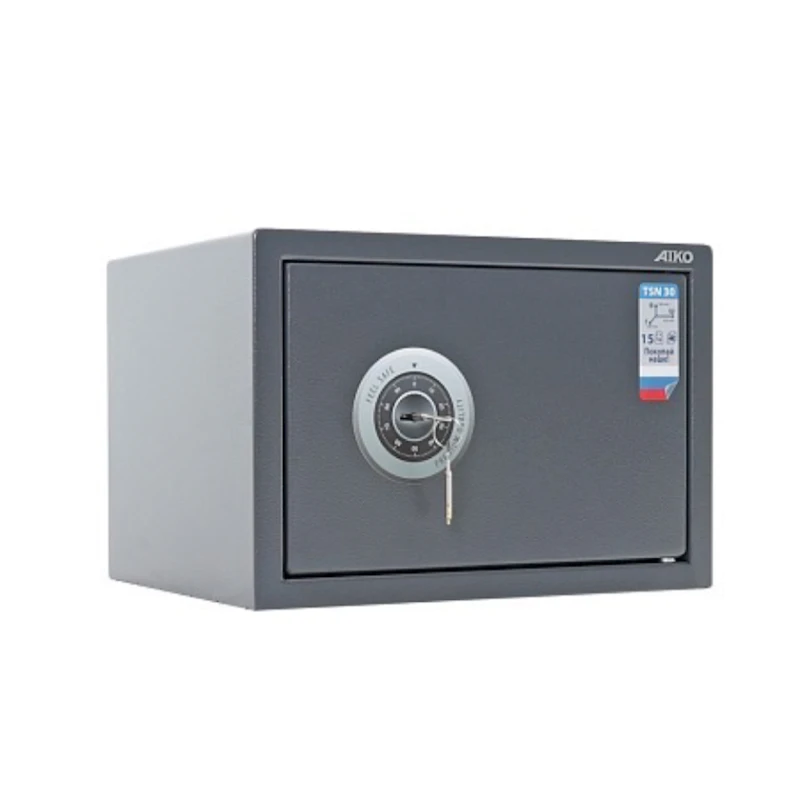 Офисный сейф Aiko TSN-30, с ключом, графитовый, 300x435x360 мм