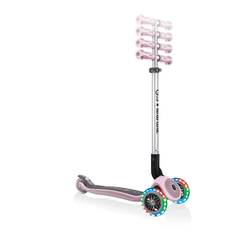 Самокат-кикборд Globber Primo Foldable Premium Lights, детский, от 3 лет, максимальный вес 50 кг, розовый Самокат-кикборд Globber Primo Foldable Premium Lights, детский, от 3 лет, максимальный вес 50 кг, розовый