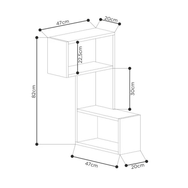 Divar rəfi Art Mebel 200, laminat, 82х47х20 sm, ağ