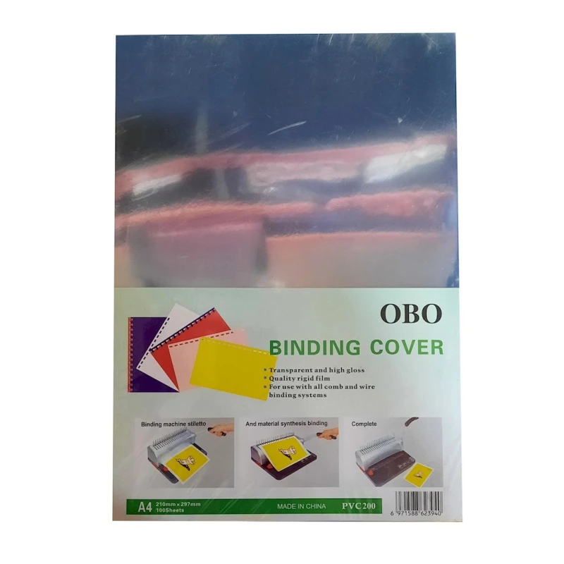 Обложка для переплета Obo, А4, ПВХ, 100 шт, прозрачный