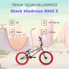 Velosiped Stark Madness BMX 3, qırmızı/boz, 20