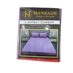 Комплект постельного белья Hanzade 2110000003334, простыня 180х200 см, 2 наволочки, двуспальный, фиолетовый