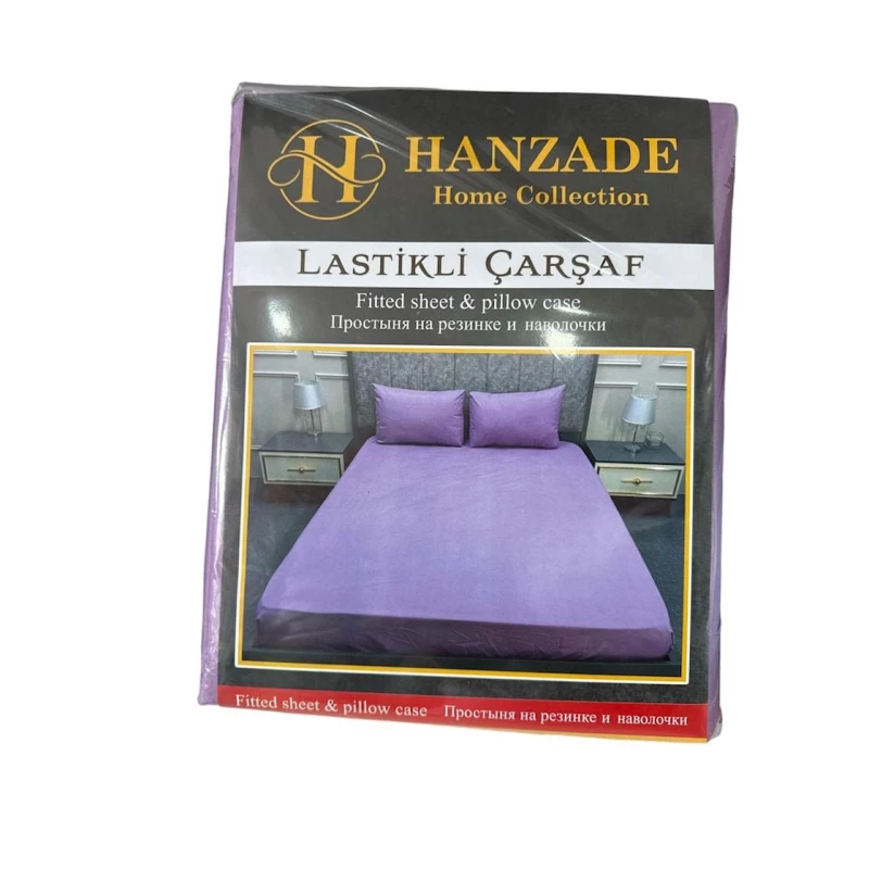 Комплект постельного белья Hanzade 2110000003334, простыня 180х200 см, 2 наволочки, двуспальный, фиолетовый Комплект постельного белья Hanzade 2110000003334, простыня 180х200 см, 2 наволочки, двуспальный, фиолетовый