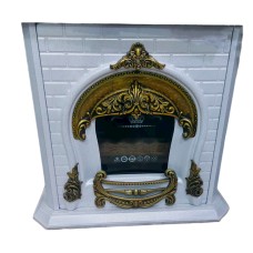 Soba-kamin Behkaran Ks0162, metal/bürünc, ağ/qızılı, 92x88x36 sm