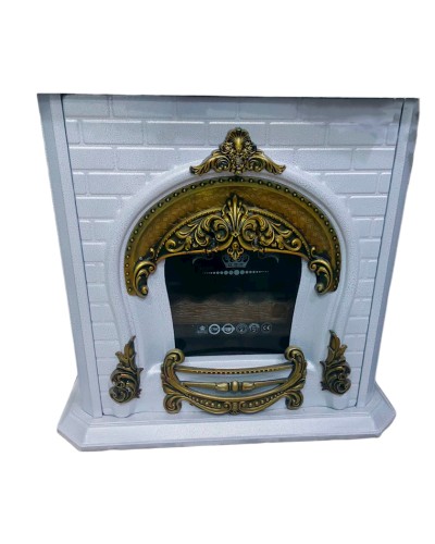 Soba-kamin Behkaran Ks0162, metal/bürünc, ağ/qızılı, 92x88x36 sm