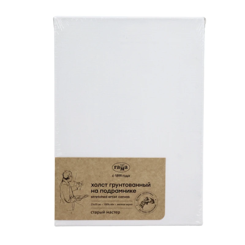 Холст на подрамнике Гамма, 25x35 см, мелкое зерно, 370 г/м², лен, акрил/масло, белый Холст на подрамнике Гамма, 25x35 см, мелкое зерно, 370 г/м², лен, акрил/масло, белый