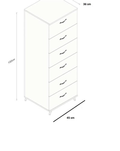 Комод Ev Plus 12116075, ЛДСП, 45x36x132 см