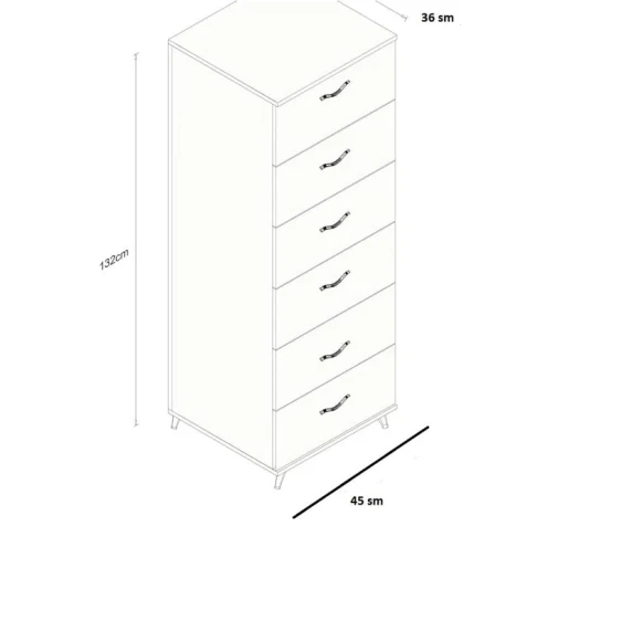 Комод Ev Plus 12116075, ЛДСП, 45x36x132 см