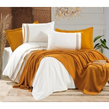 Yataq dəsti Armada Home 11AB, ikinəfərlik, yorğan üzü 200x220 sm, mələfə 240x260+30 sm, yastıq üzü 50x70 sm (2 əd), 60x80 sm (2 əd), toxunma yorğan 220x240 sm, pambıq, ağ/narıncı