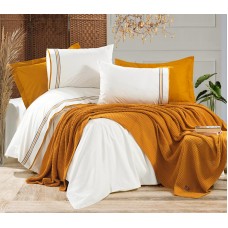 Yataq dəsti Armada Home 11AB, ikinəfərlik, yorğan üzü 200x220 sm, mələfə 240x260+30 sm, yastıq üzü 50x70 sm (2 əd), 60x80 sm (2 əd), toxunma yorğan 220x240 sm, pambıq, ağ/narıncı