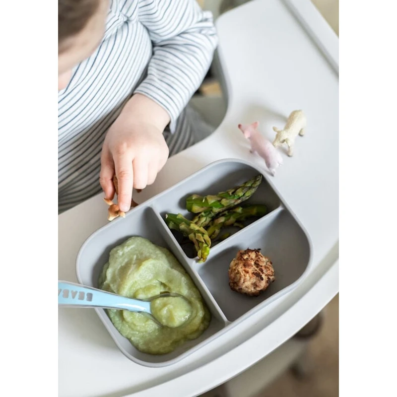 Набор детской посуды Beaba, силикон, серый, 2 предмета