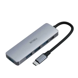 USB хаб Wiwu Alpha A541BC 100W-PD/3*USB2.0/USB3.0, серый