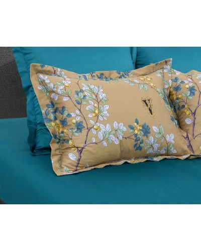 Yataq dəsti Артпостель Соланж, yorğan üzü 175x215 sm, mələfə 220x240 sm, yastıq üzü 50x70/70x70 sm, ikinəfərlik, mako-satin, bej/firuzəyi