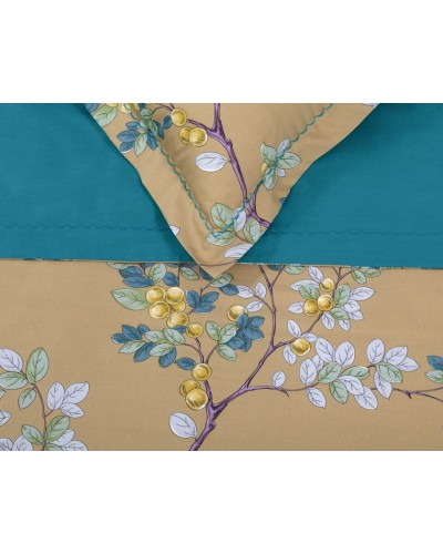 Yataq dəsti Артпостель Соланж, yorğan üzü 175x215 sm, mələfə 220x240 sm, yastıq üzü 50x70/70x70 sm, ikinəfərlik, mako-satin, bej/firuzəyi