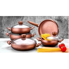 Qab-qacaq dəsti Özlife Azra vm472, qranit, qəhvəyi, 9 parça