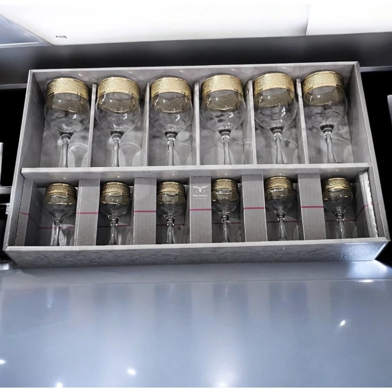 Набор фужеров Gallery Home GH-000189, стекло, прозрачный/золотистый, 12 шт Набор фужеров Gallery Home GH-000189, стекло, прозрачный/золотистый, 12 шт