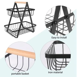 Двухъярусная этажерка MA-GH188, железо, черная