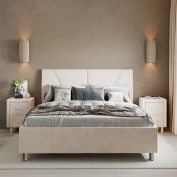 Двуспальная кровать Art_ikili_yataq 80, ламинат/текстиль, бежевая, 120x180х200 см Двуспальная кровать Art_ikili_yataq 80, ламинат/текстиль, бежевая, 120x180х200 см