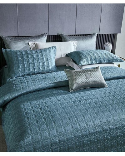 Dəst MiraNova SF-774, satin, ikinəfərlik, göy, örtük 250х250 sm, yastıq üzü 60х80 sm/2 əd