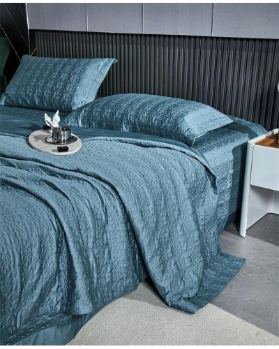 Dəst MiraNova SF-774, satin, ikinəfərlik, göy, örtük 250х250 sm, yastıq üzü 60х80 sm/2 əd