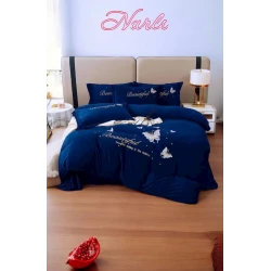 Yataq dəsti 000301, yorğan üzü 200x240 sm, mələfə 220x240 sm, yastıq üzü 50x70 sm, avro, velür, göy