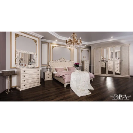 Набор мебели для спальни Era Mebel Afina, кремовый (шкаф 240x60x228.5 см, кровать 227x210x153 см, прикроватная тумба 49.5x50x50 см, комод 95x50x89 см, зеркало 96x80 см) Набор мебели для спальни Era Mebel Afina, кремовый (шкаф 240x60x228.5 см, кровать 227x210x153 см, прикроватная тумба 49.5x50x50 см, комод 95x50x89 см, зеркало 96x80 см)