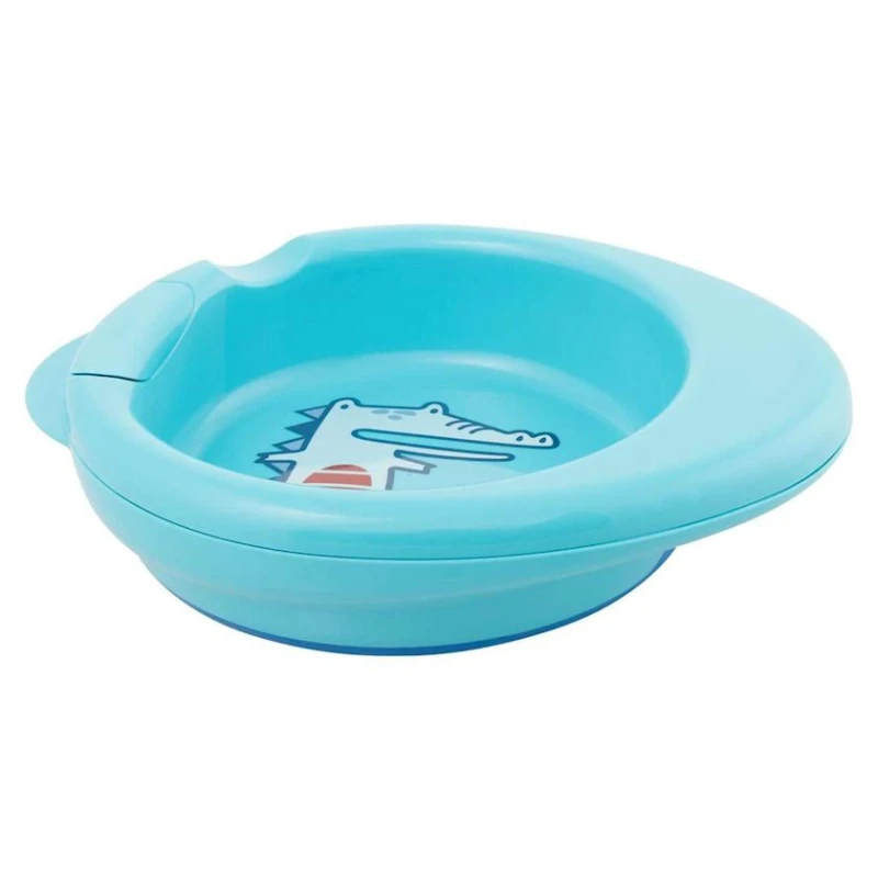 Термоустойчивая тарелка Chicco Warmy Plate, голубая, пластик, 6м+