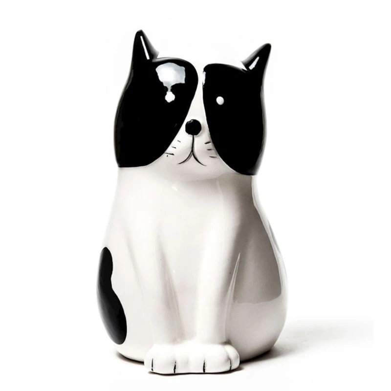 Декоративная фигурка Hom-me Кошка, 10x9x15.5 см, доломит, Черный/Белый