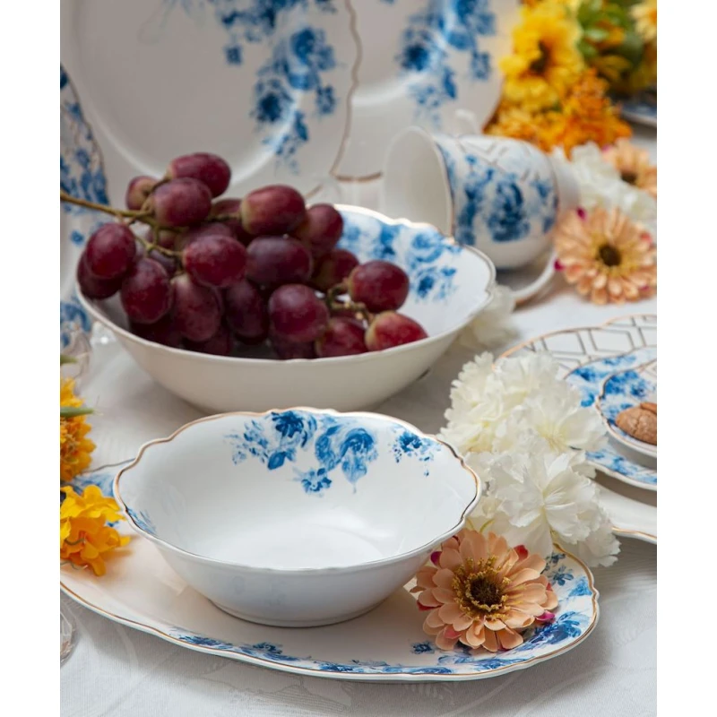 Миска Hom-me Blue Blossom 100607, 18 см, костяной фарфор, белая