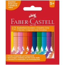 Восковые мелки Faber-Castell Grip, разноцветные, стираемые, воск, 12 шт