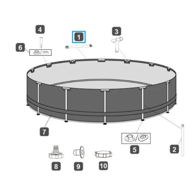 Вертикальная опора для бассейна Bestway Steel Pro MAX 305x366x76 см, круглый, серый