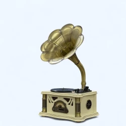 Vinil plastin pleyeri Qrammofon ağ/qızılı Vinil plastin pleyeri Qrammofon ağ/qızılı