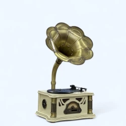 Vinil plastin pleyeri Qrammofon ağ/qızılı Vinil plastin pleyeri Qrammofon ağ/qızılı