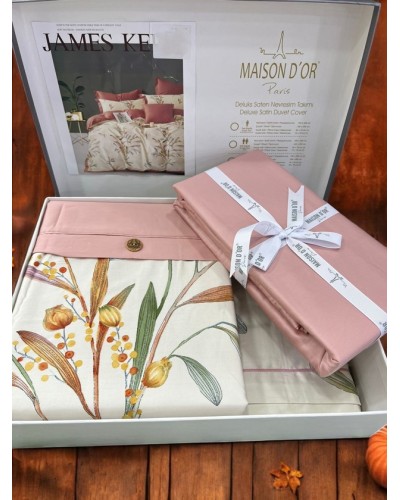 Yataq dəsti Maison Dor TB-0308, yorğan üzü 160x220 sm, mələfə 180х230 sm, yastıq üzü 50x70 sm, birnəfərlik, satin, çəhrayı/ağ