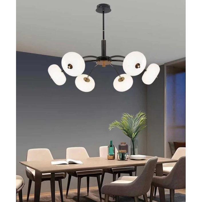 Люстра подвесная Şəms Aydınlatma 85093, LED, 6 плафонов, черная/золотистая, 24-30W - LED 8692-6 Люстра подвесная Şəms Aydınlatma 85093, LED, 6 плафонов, черная/золотистая, 24-30W - LED 8692-6