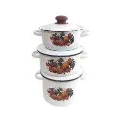 Набор кастрюль СтальЭмаль Йогурт N 30, 3 шт, эмалированная сталь, с крышкой, белый