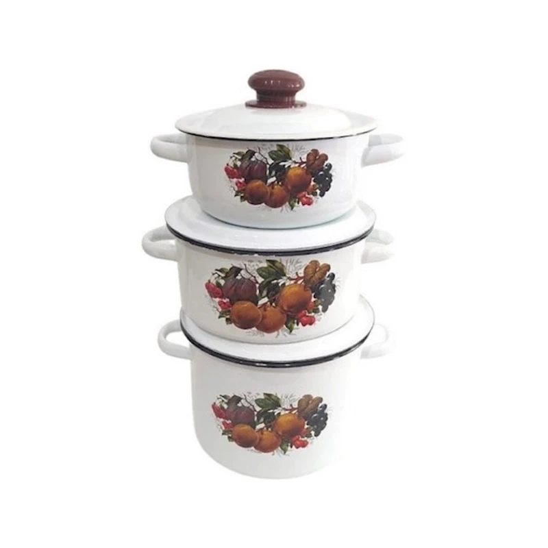 Набор кастрюль СтальЭмаль Йогурт N 30, 3 шт, эмалированная сталь, с крышкой, белый